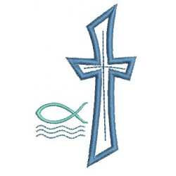 Stickdatei - Kreuz Wasser Fisch